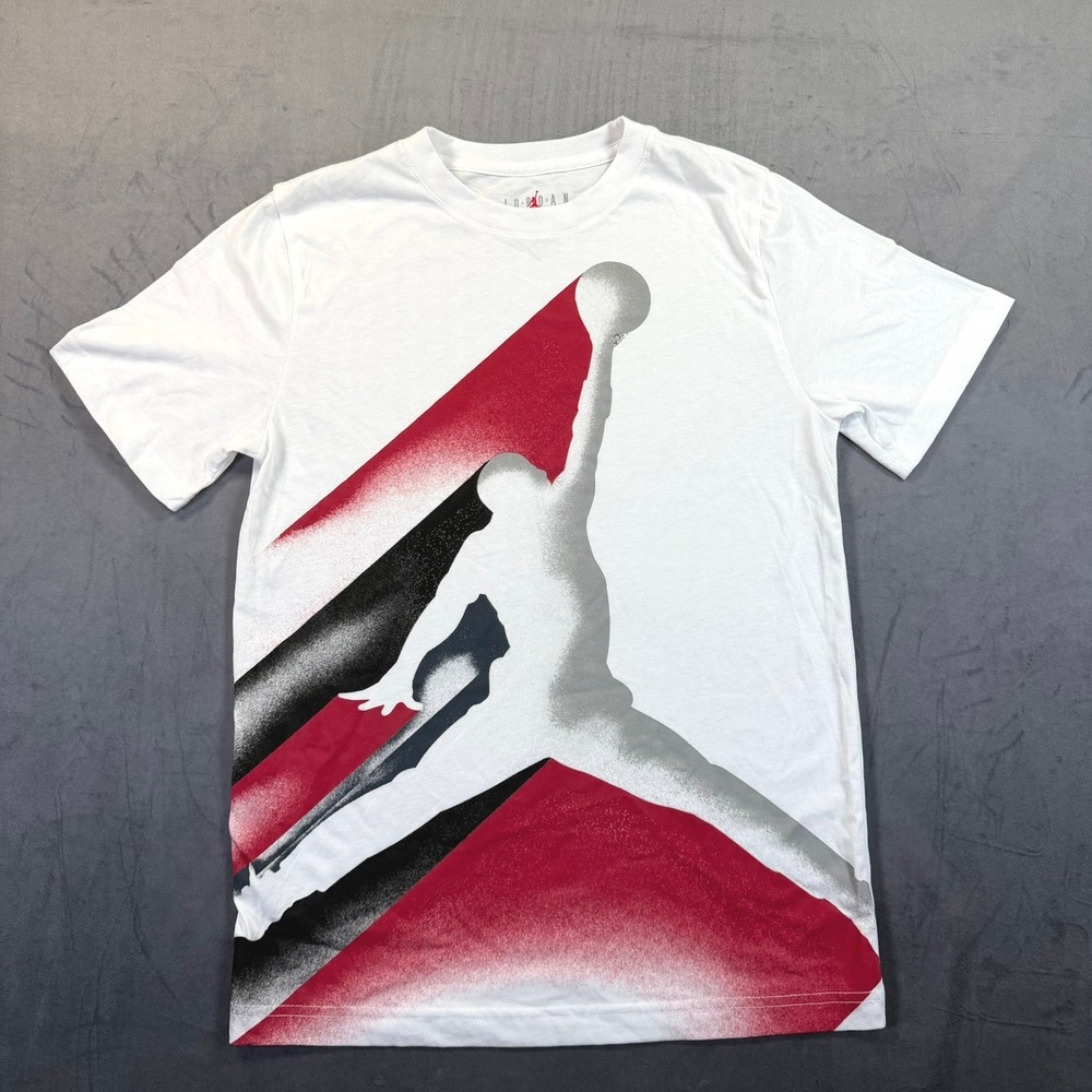 Jordan Jumpman Boys Size L White Red Black Graphic Tee Athletic Casual Shirt